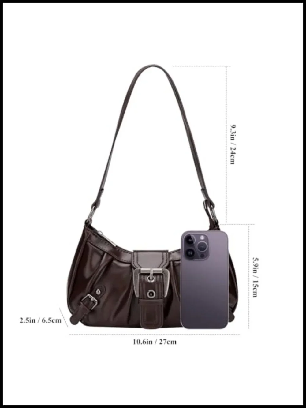 Vegan Leather Hobo Bag with Zipper Pocket